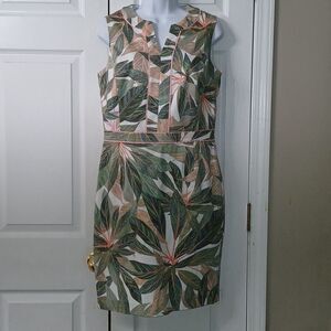 Brooks Brothers Palm tropical print sleeveless dress Sz 8 NWOT